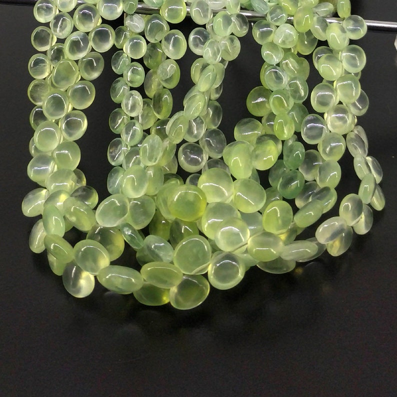 SKU#19182 Full Hank of 5-9mm Prehnite Smooth Heart Natural Gemstone Beads Total 6 Strands of 8 Inches CLOSEOUT SALE