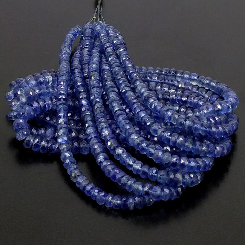 15 Inch Natural Kyanite Beads Gemstone Natural Kyanite faceted Roundelle Beads Size 4 mm