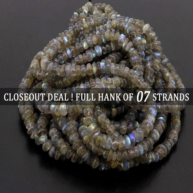 5-7mm Labradorite Smooth Rondelle Shape Beads Natural Labradorite Gemstone Beads Total 7 Strands of 26 Inches In The Lot SKU#154717