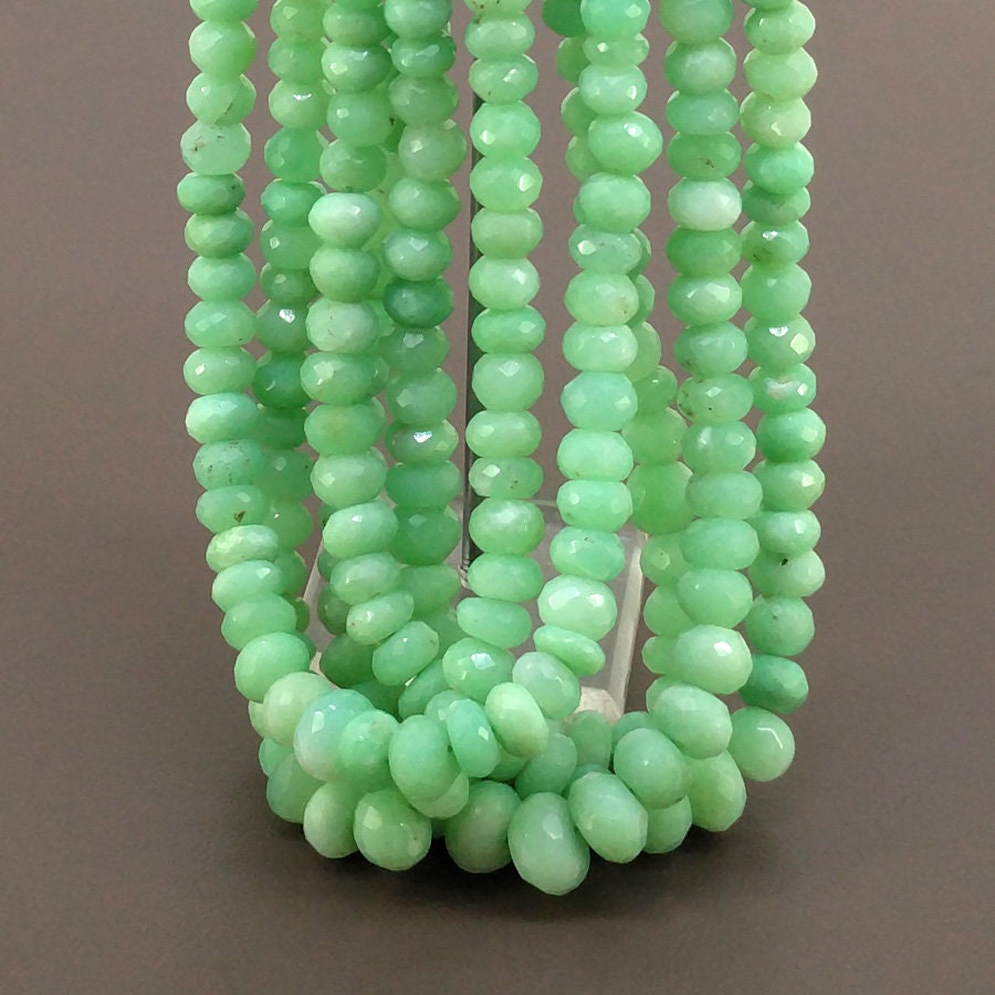SKU#155365 Total 16 Strands of 13 Inches In The Lot 5-7mm Natural Chrysoprase Gemstone Beads Chrysoprase Faceted Rondelle Shape Beads SKU#155365 Total 16 Strands of 13 Inches In The Lot 5-7mm Natural Chrysoprase Gemstone Beads Chrysoprase Faceted Rondelle Shape Beads