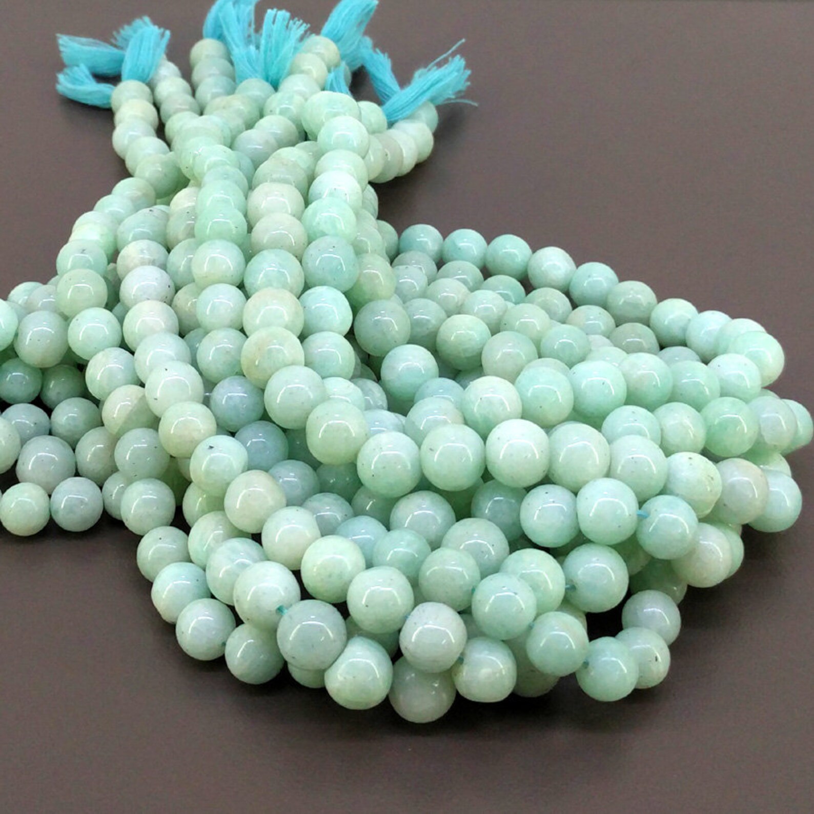 Amazonite Smooth Round Shape Beads Natural Amazonite Gemstone Etsy