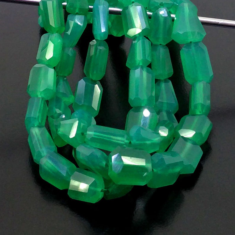 SKU#20034 Total 3 Strands of 16 Inches CLOSEOUT SALE Full Hank of 11-17mm Green Onyx Step Cut Nuggets Natural Gemstone Beads