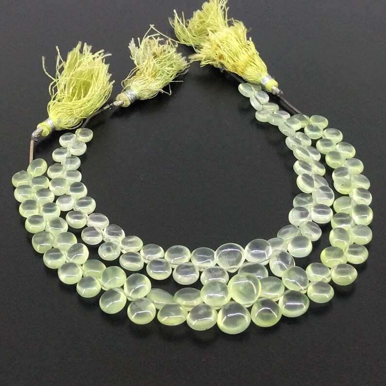 SKU#19182 Full Hank of 5-9mm Prehnite Smooth Heart Natural Gemstone Beads Total 6 Strands of 8 Inches CLOSEOUT SALE