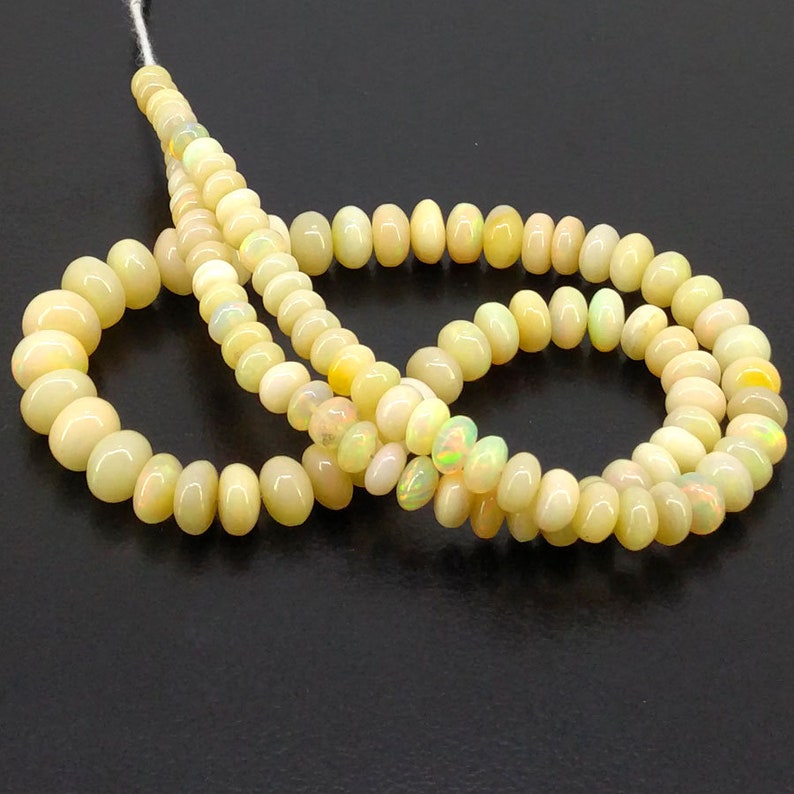 Full Hank of 5-9mm Ethiopian Welo Opal Smooth Rondelle Natural Gemstone Beads SKU#19727 CLOSEOUT SALE Total 1 Strands of 16 Inches
