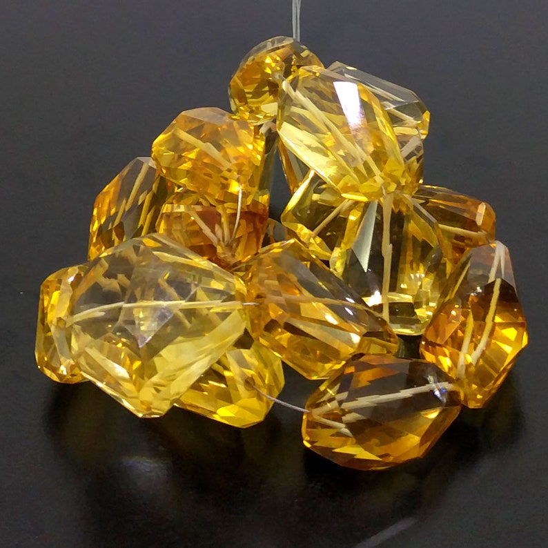 Full Hank of 24-34mm Citrine Step Cut Nuggets Natural Gemstone Beads CLOSEOUT SALE SKU#19677 Total 2 Strands of 10 Inches
