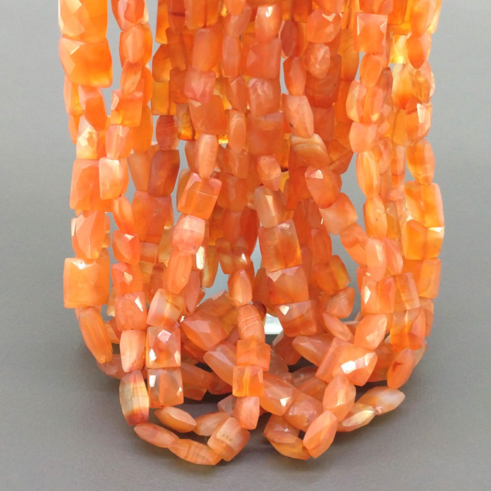 Carnelian Faceted Chicklet Shape Beads Natural Carnelian Etsy