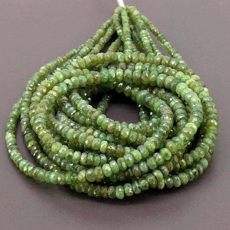 Total 7 Strands of 18 Inches CLOSEOUT SALE SKU#20112 Full Hank of 3-7mm Demantoid Garnet Faceted Rondelle Natural Gemstone Beads