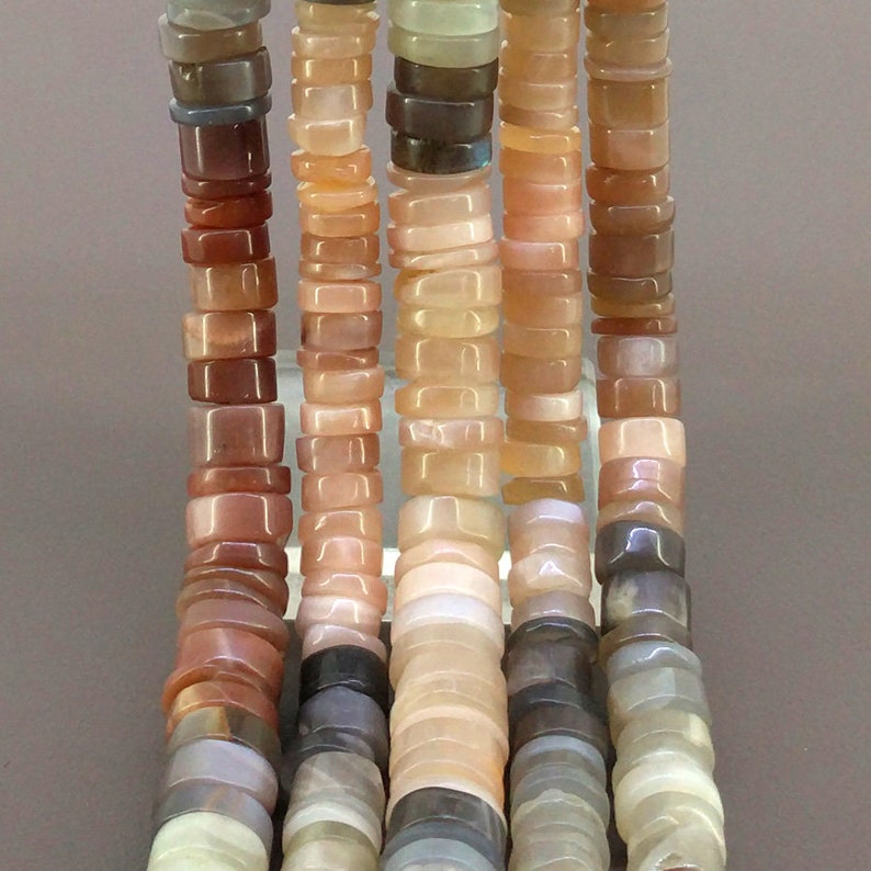 Natural Multi Moonstone Gemstone Beads Multi Moonstone Smooth Wheel Shape Beads Total 5 Strands of 13 Inch In The Lot SKU#156421 8-11mm