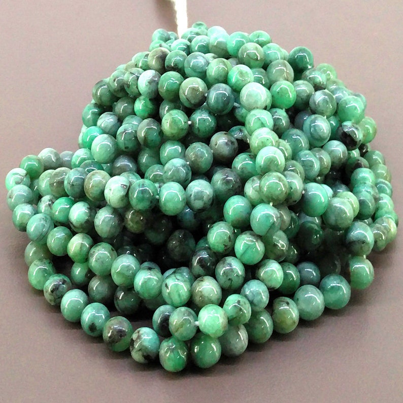 Emerald Smooth Round Shape Beads Natural Emerald Gemstone Etsy