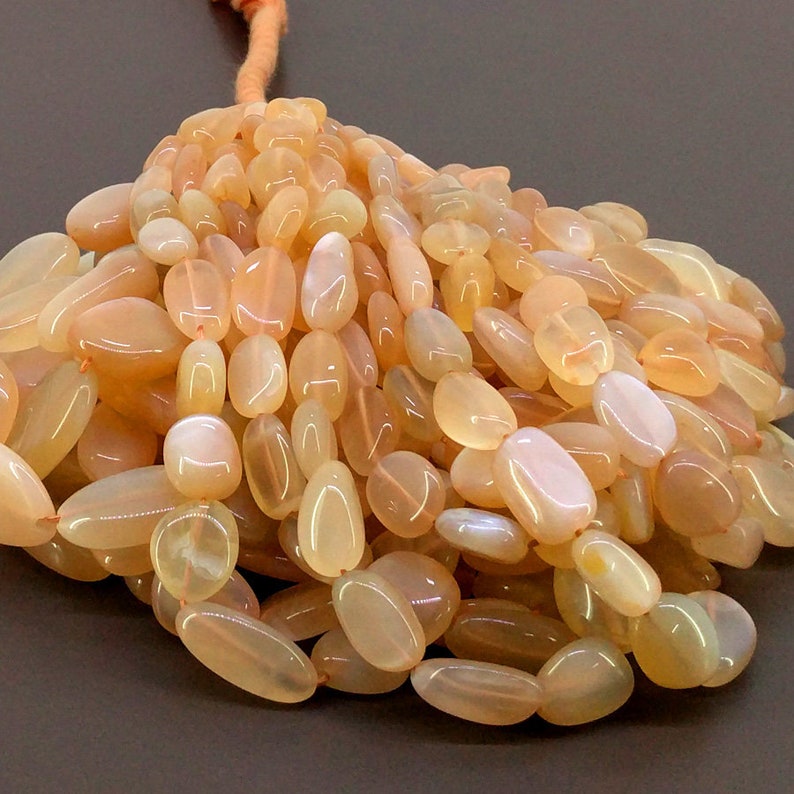 Natural Peach Moonstone Gemstone Beads Peach Moonstone Smooth Nuggets Shape Beads SKU#155796 Total 9 Strands of 18 Inch In Lot 8-20mm