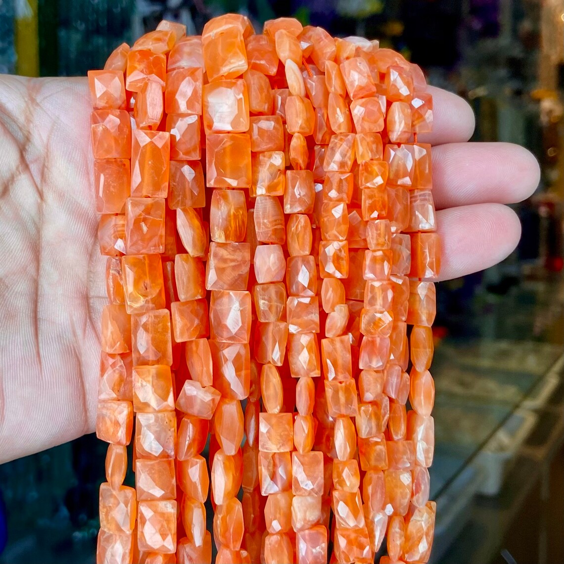 Carnelian Faceted Chicklet Shape Beads Natural Carnelian Etsy