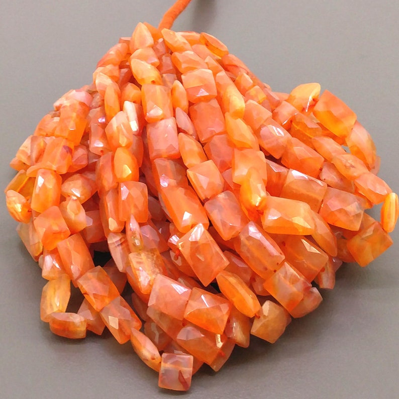 Carnelian Faceted Chicklet Shape Beads Natural Carnelian Etsy