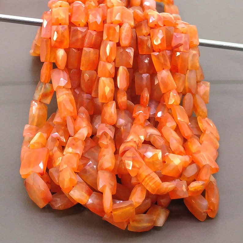 Carnelian Faceted Chicklet Shape Beads Natural Carnelian Etsy