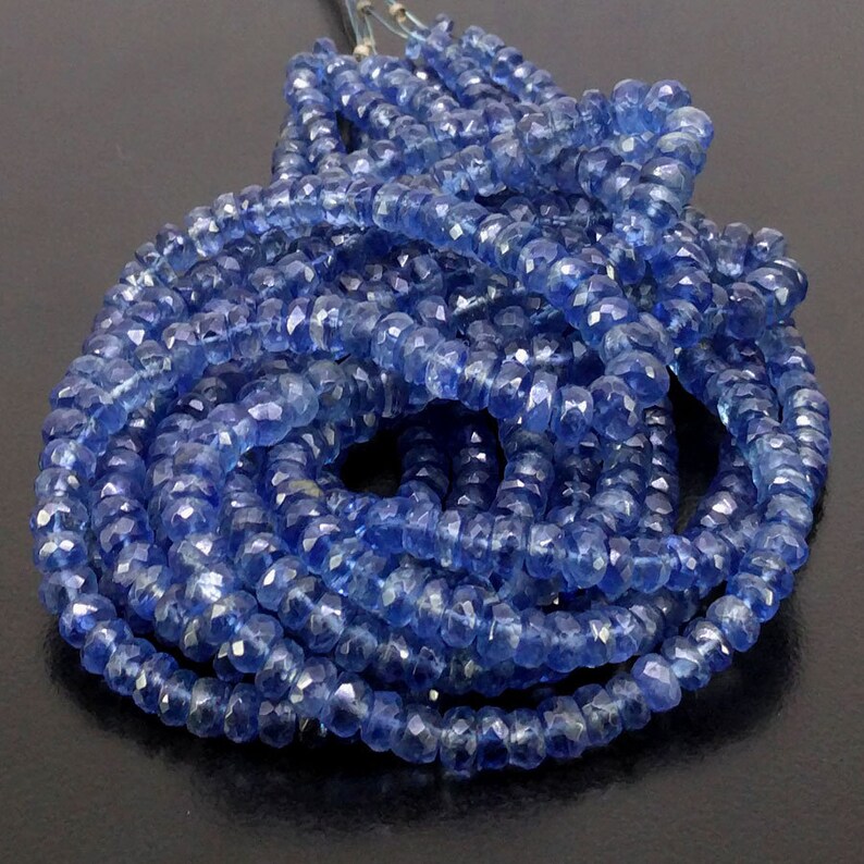 15 Inch Natural Kyanite Beads Gemstone Natural Kyanite faceted Roundelle Beads Size 4 mm
