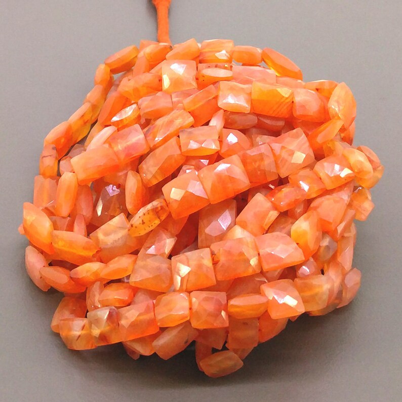 Carnelian Faceted Chicklet Shape Beads Natural Carnelian Etsy