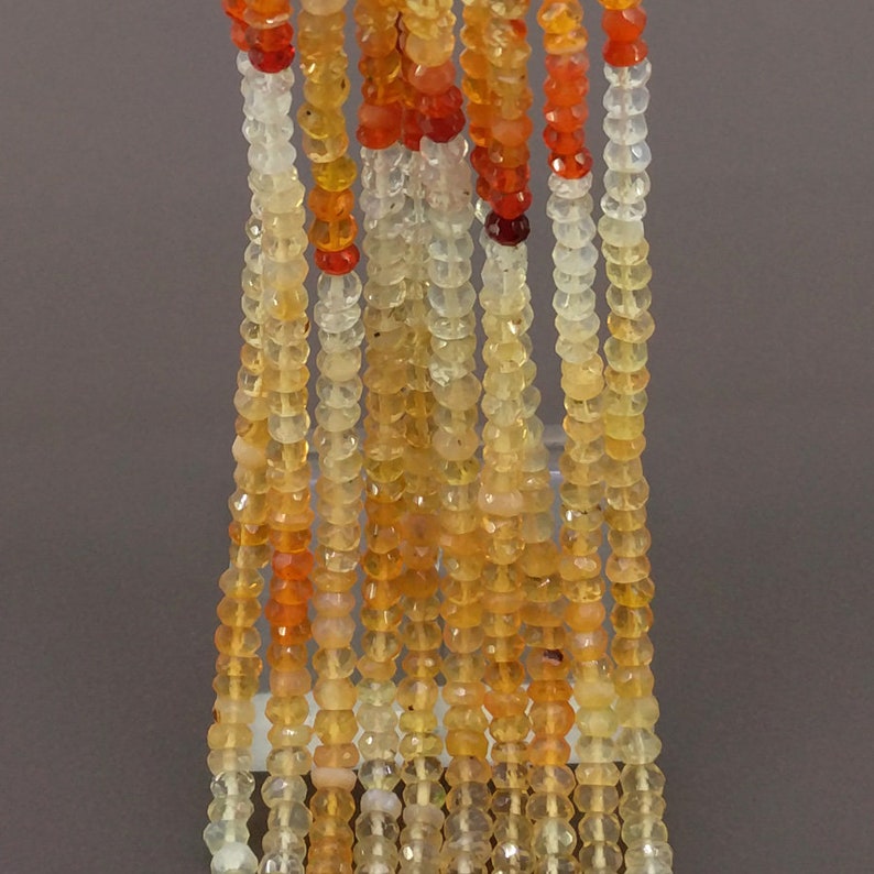 Fire Opal Faceted Rondelle Shape Beads Natural Fire Opal Gemstone Beads SKU#154801 Total 10 Strands of 13 Inches In The Lot 3.5-4mm