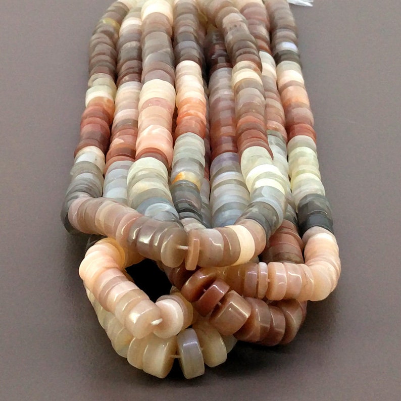Natural Multi Moonstone Gemstone Beads Multi Moonstone Smooth Wheel Shape Beads Total 5 Strands of 13 Inch In The Lot SKU#156421 8-11mm