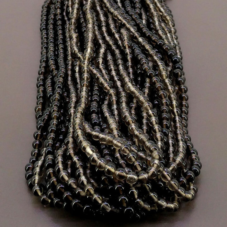Total 19 Strands of 14 Inches SKU#20215 Full Hank of 7-12.5mm Smoky Quartz Smooth Round Natural Gemstone Beads CLOSEOUT SALE