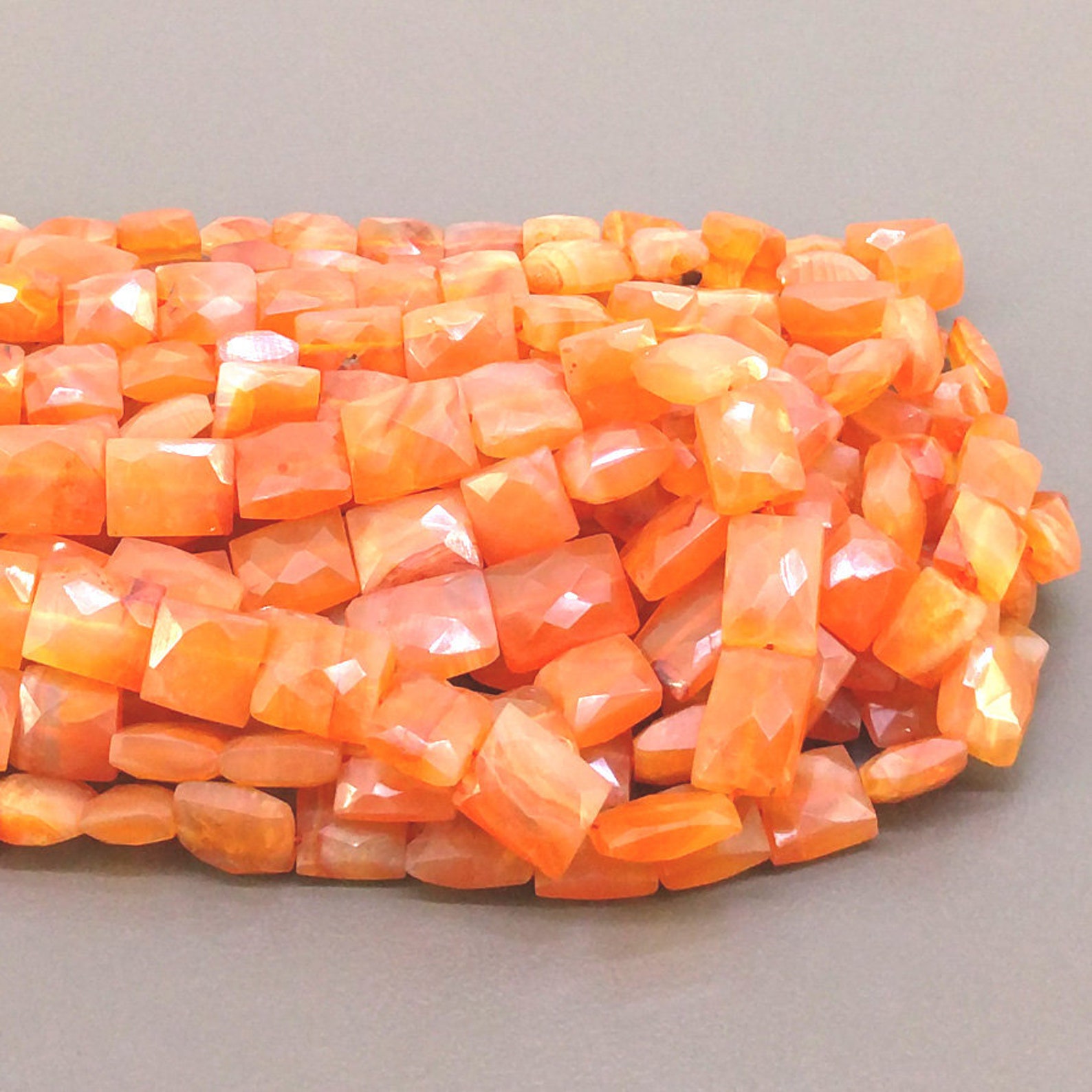 Carnelian Faceted Chicklet Shape Beads Natural Carnelian Etsy