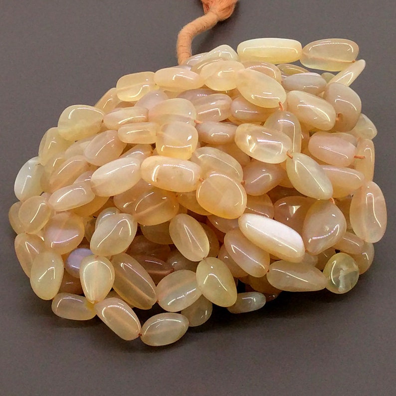 Natural Peach Moonstone Gemstone Beads Peach Moonstone Smooth Nuggets Shape Beads SKU#155796 Total 9 Strands of 18 Inch In Lot 8-20mm