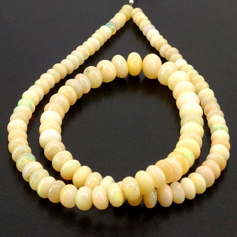 Full Hank of 5-9mm Ethiopian Welo Opal Smooth Rondelle Natural Gemstone Beads SKU#19727 CLOSEOUT SALE Total 1 Strands of 16 Inches