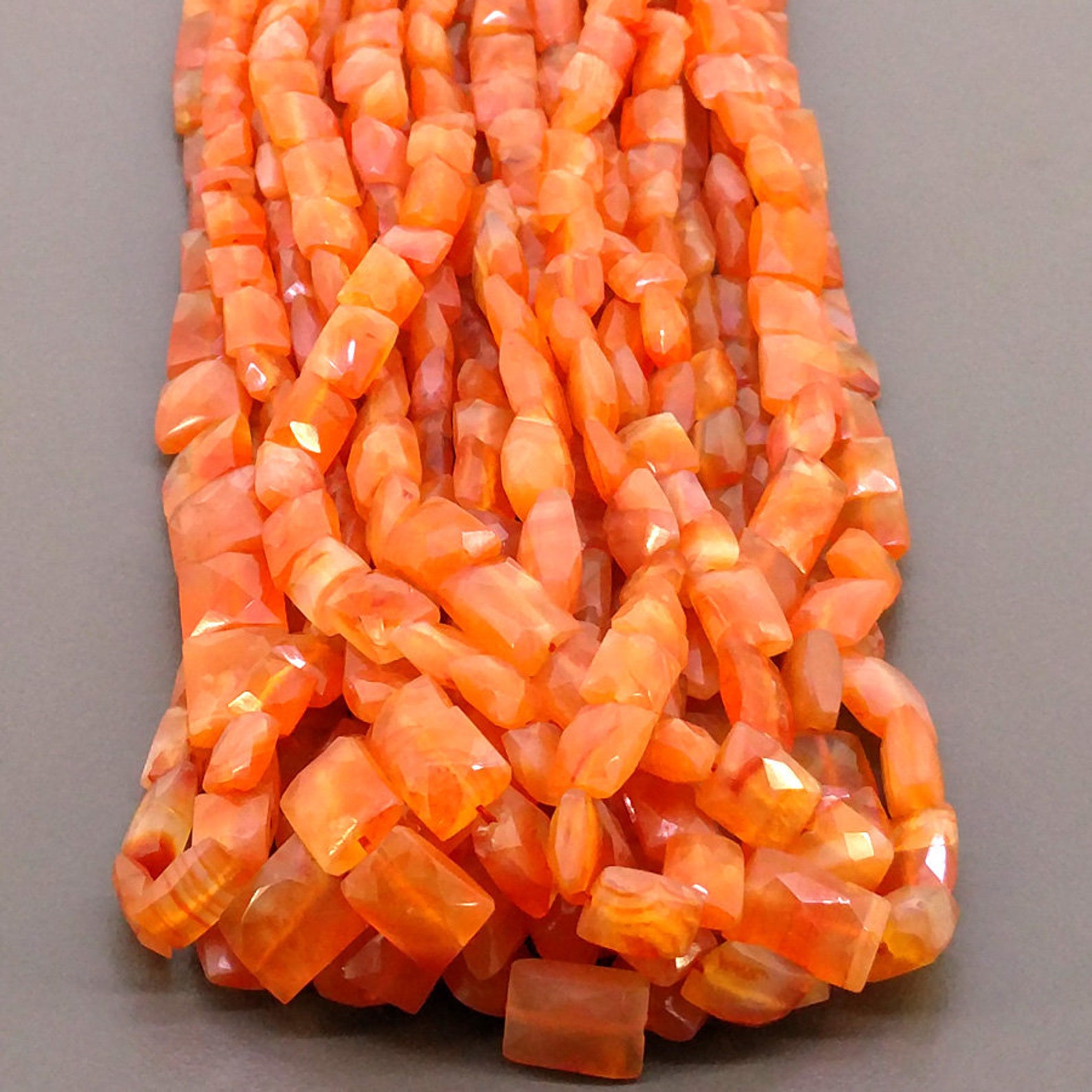 Carnelian Faceted Chicklet Shape Beads Natural Carnelian Etsy