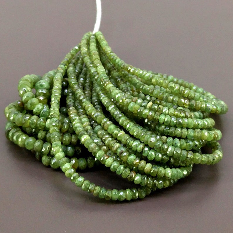Total 7 Strands of 18 Inches CLOSEOUT SALE SKU#20112 Full Hank of 3-7mm Demantoid Garnet Faceted Rondelle Natural Gemstone Beads
