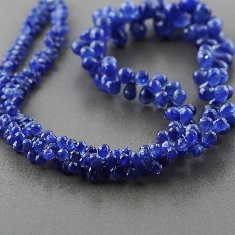 beautiful clean translucen Natural Blue Sapphire Briolette Drop Gemstone Beads beautiful clean translucen Natural Blue Sapphire Briolette Drop Gemstone Beads