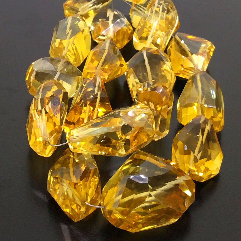 Full Hank of 24-34mm Citrine Step Cut Nuggets Natural Gemstone Beads CLOSEOUT SALE SKU#19677 Total 2 Strands of 10 Inches