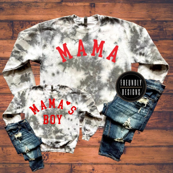 Mama & Mini Tie Dye Valentines Day Sweatshirt Set, Matching Mommmy and Mini Heart Set, Mama and Mini Set, Gift For Mom, Mama Vday Sweatshirt