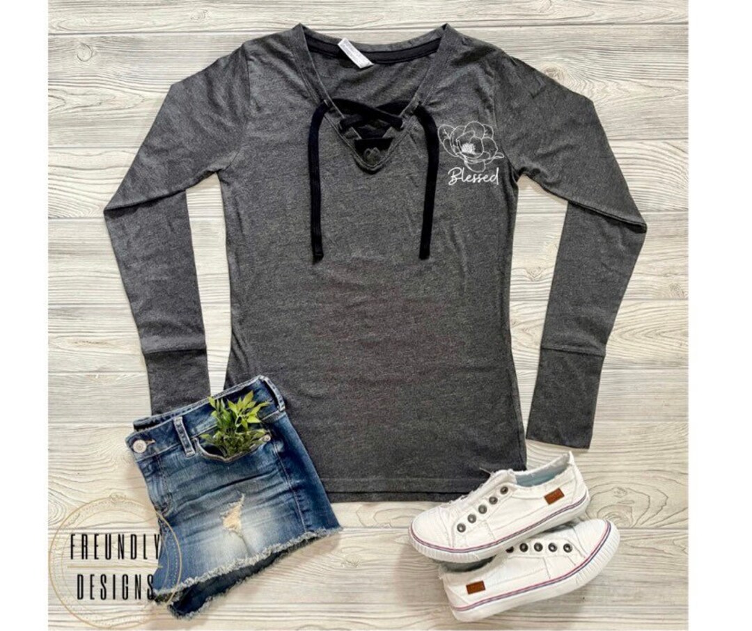 Criss Cross Long Sleeve Lace up Long Sleeve Lace up Top Blessed