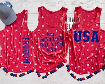 America Star Tank, USA Star Tank, 4th of July Tank, USA Gear, Merica Tank Top, Red White and Blue Tank, Independence Day Shirt, Stars