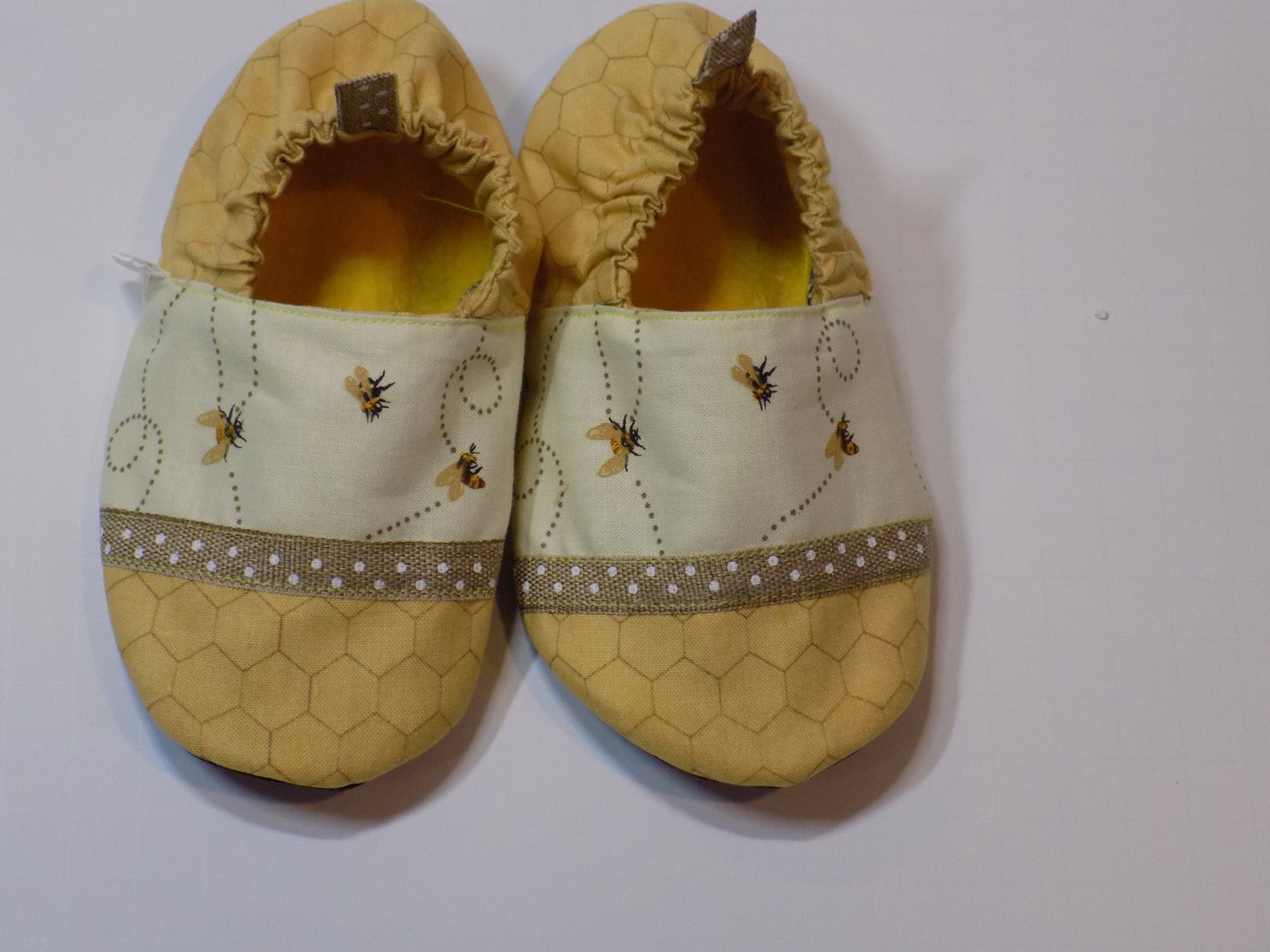 Kids slippers size 3 house shoes soft soled leather bumble bee | Etsy