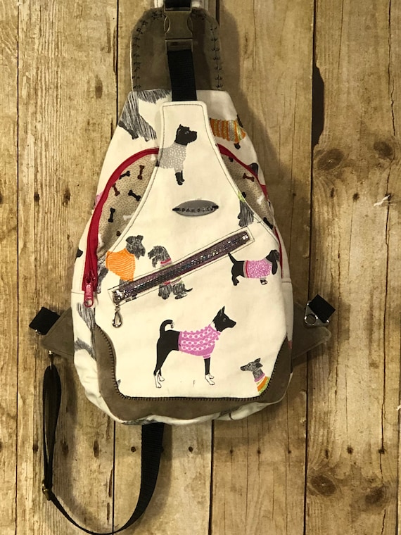 canvas mini backpack dogs Sling bag crossbody purse small backpack canvas dogs sweaters