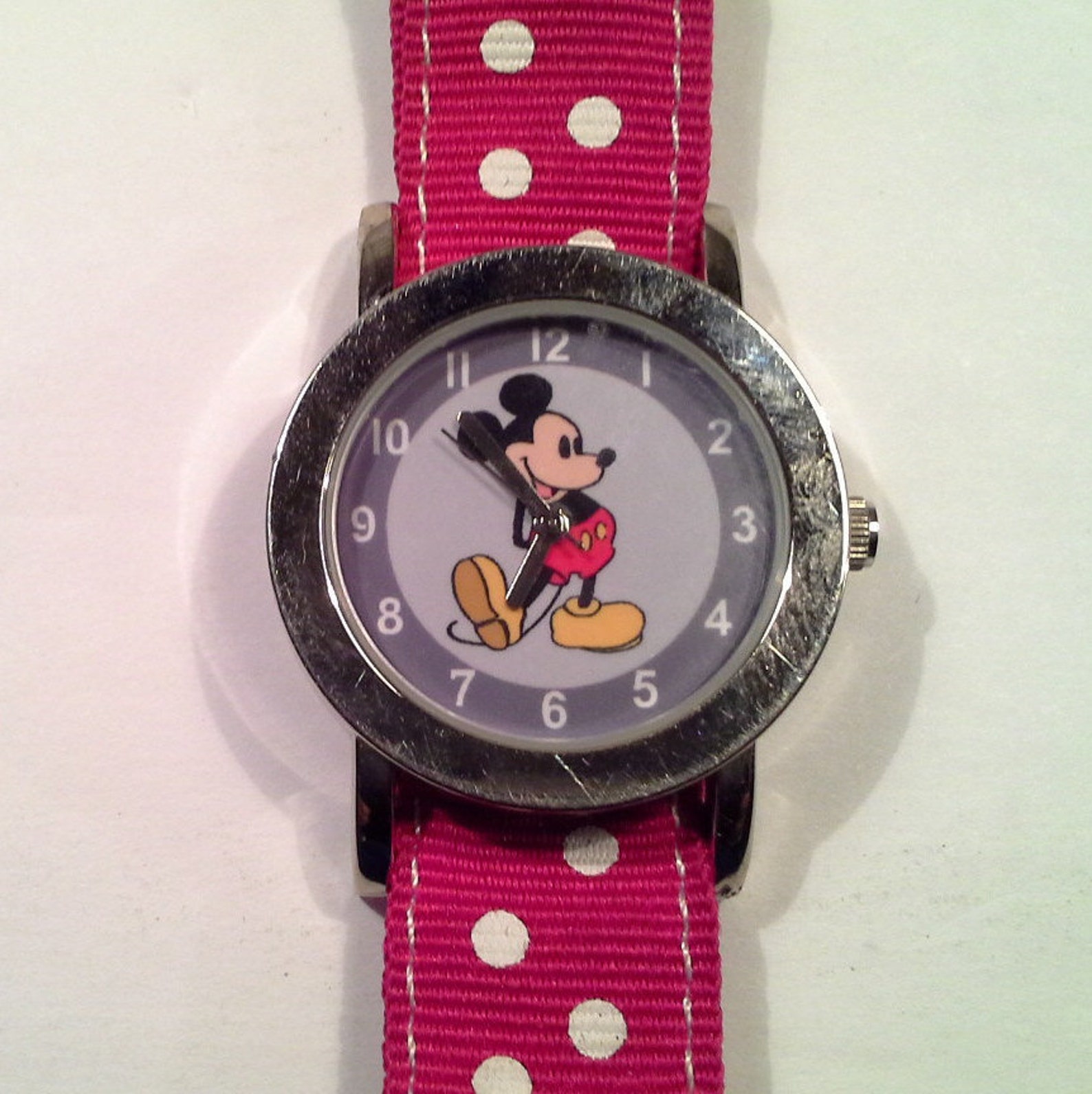 Disney Time Works Mickey Mouse Watch with Cloth White Dot Etsy