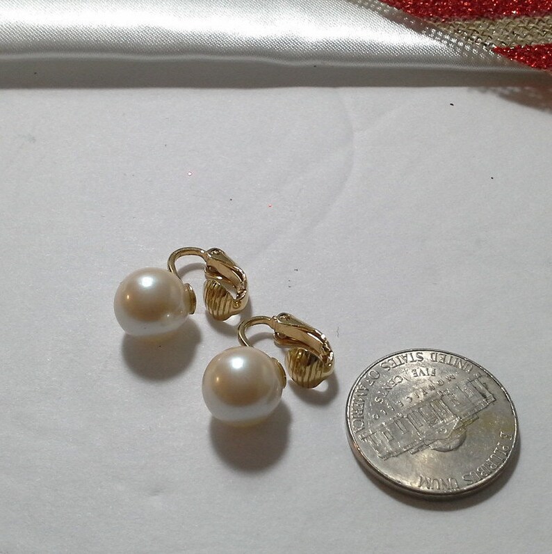 Modest Vintage Pearl Clip On Earrings Single Gold Tone Faux Etsy