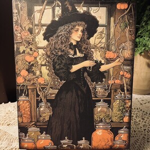 Romantic Halloween, Victorian Witch, Apothecary Handcrafted Plaque / Sign #13