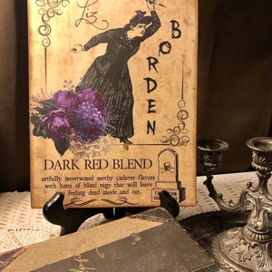 Lizzie Borden, Dark Red Blend, WINE, Halloween Handcrafted Plaque / Sign