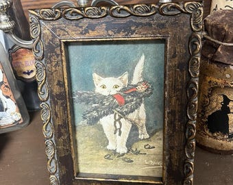 Krampus Cat, Vintage Frame, Framed Print #3, 6x8