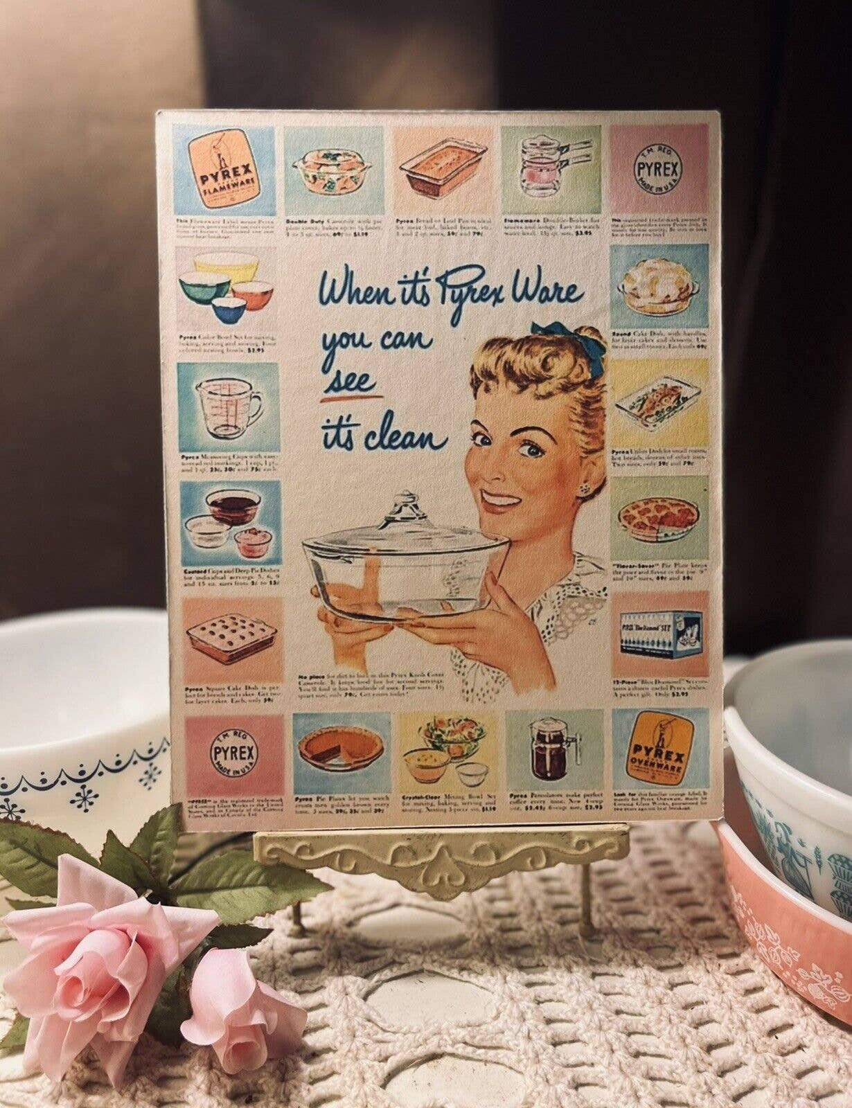 Pyrex, Retro Advertisement, Kitschy Handcrafted Plaque / Sign #1