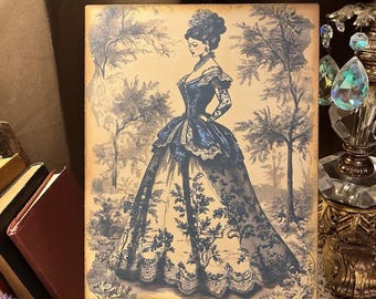 Blue Toile, Romantic Ladies Handcrafted Plaque / Sign #6