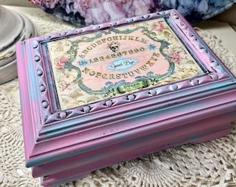 Ouija, Pretty Pink, Wooden Jewelry Box, Chalk Painted