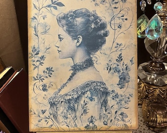 Blue Toile, Romantic Ladies Handcrafted Plaque / Sign #4
