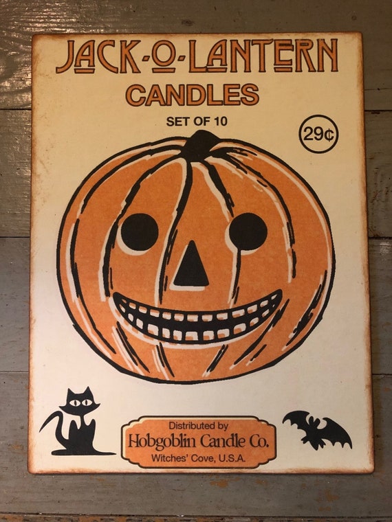Retro Halloween, Jack O Lantern Candles, Handcrafted Plaque / Sign