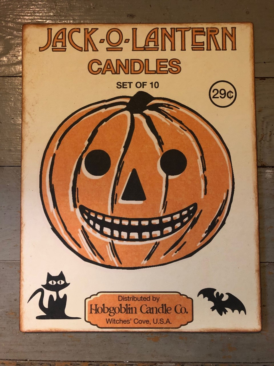 Retro Halloween, Jack O Lantern Candles, Handcrafted Plaque / Sign