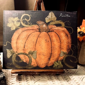 PUMPKIN 1803 Primitive Folk Art Handcrafted Plaque / Sign