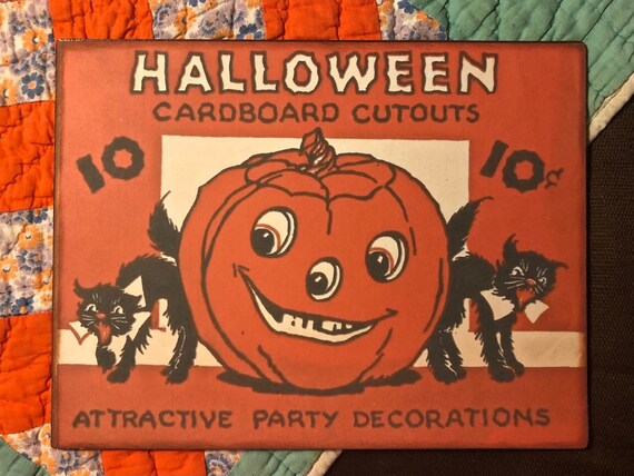 8-Piece Vintage Halloween Party Decorations Set - Retro Black Orange Pumpkin Moon Cutouts With Glue Dots