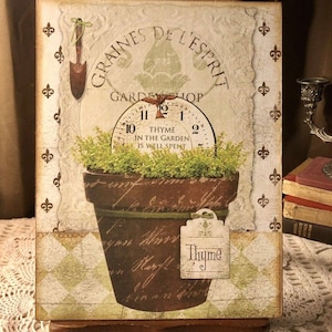 THYME Herb Pot Garden, Handcrafted Plaque / Sign