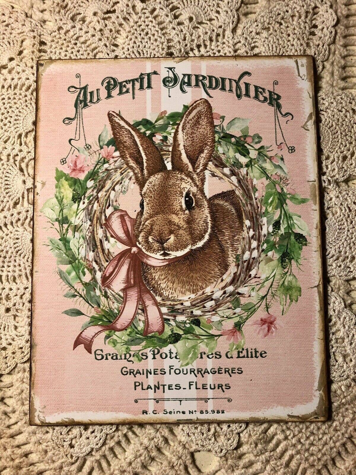 Bunny Rabbit, French Country, Pink, Handcrafted Plaque / Sign - Etsy
