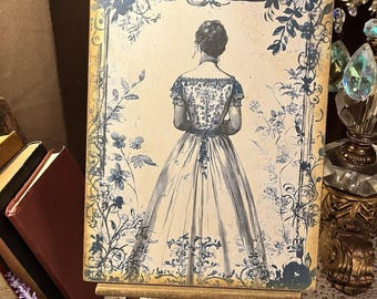 Blue Toile, Romantic Ladies Handcrafted Plaque / Sign #12